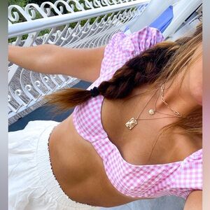 Caroline constas pink gingham bikini